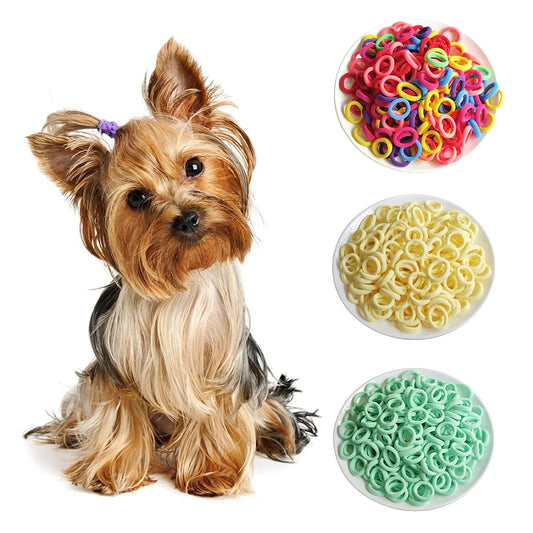 Pet Elastic Hair Band; Grooming Hair Accessories Colorful Rubber Bands