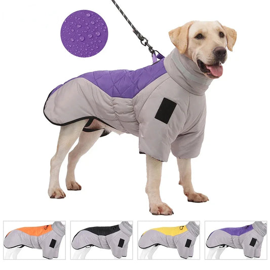 Large Dog Waterproof Rain Coat with High Collar