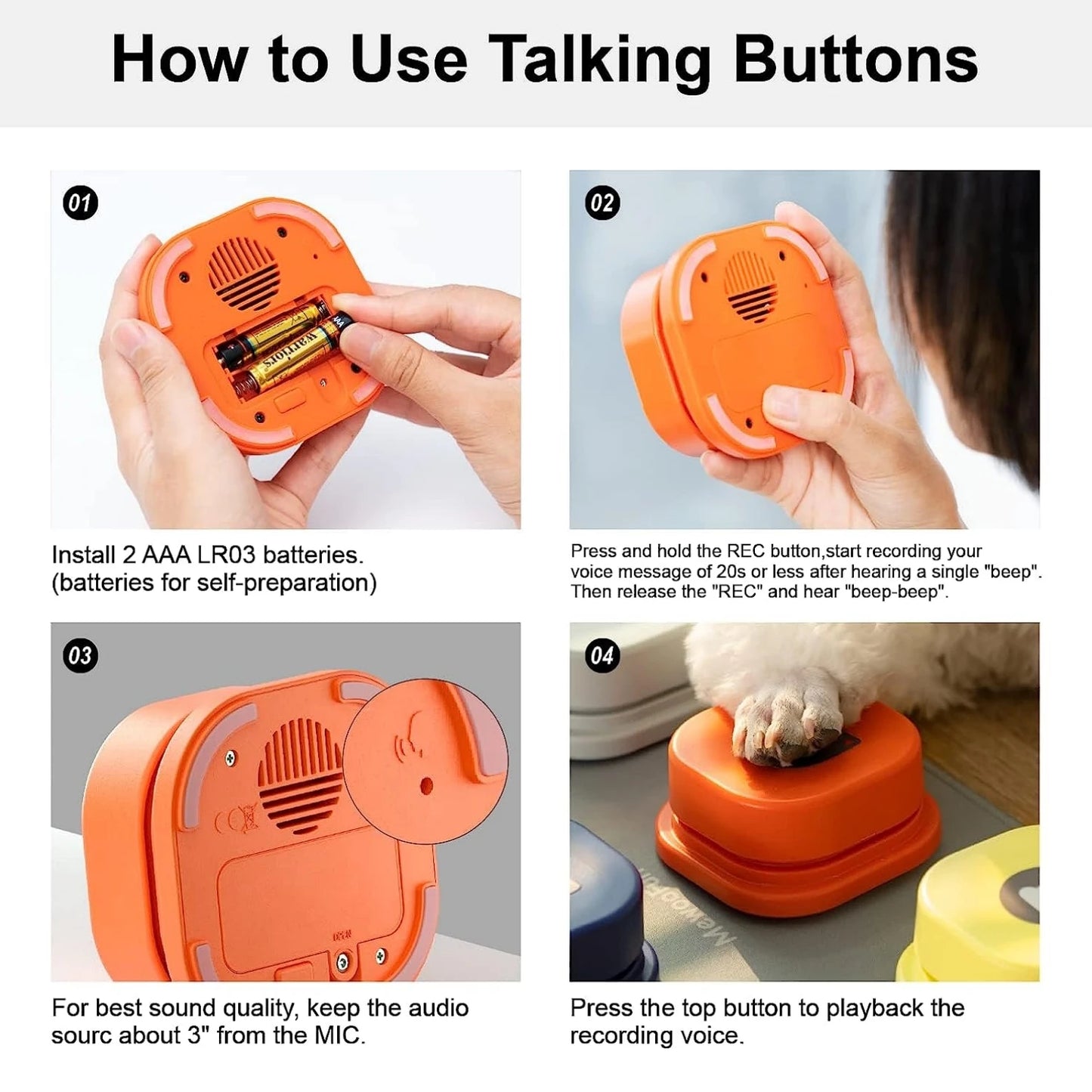 Voice Recording Buttons for Communication Training with Mat