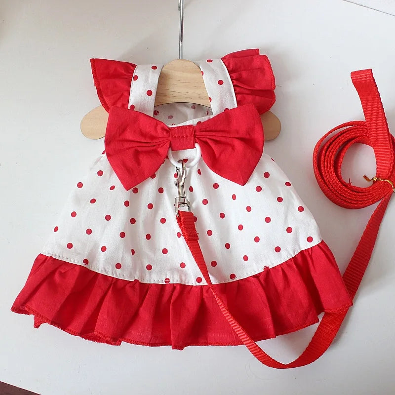 Red Polka Dot Princess Halter Harness Dress